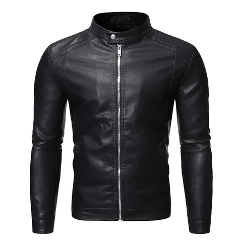 Chaqueta de piel con cuello alto